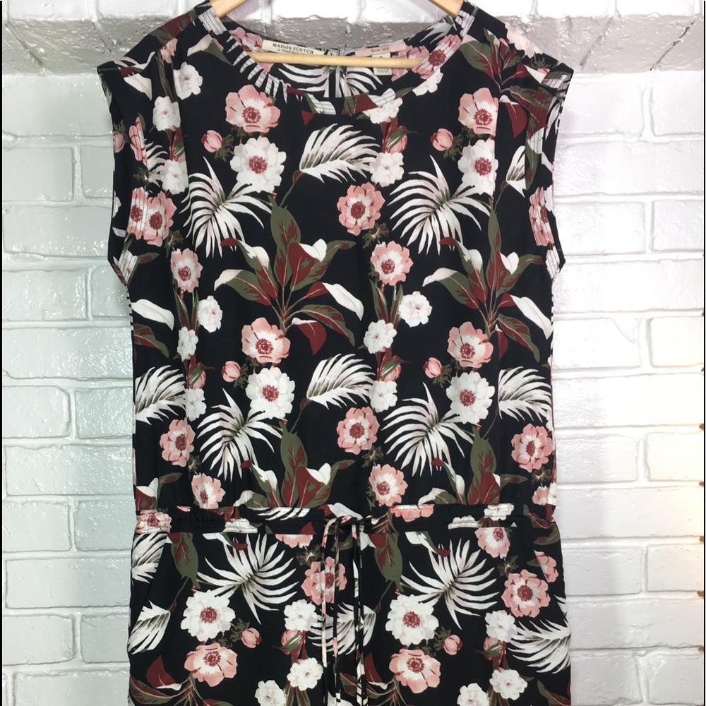 Maison Scotch Miami Deco Tie Waist Shift Dress